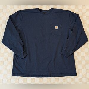 Carhartt Navy Blue Original Fit Long Sleeve Tee Size 2XL
